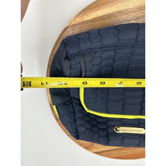 Aimee Kestenberg Cosmetic Bag Tote Quilted Puffer Navy Blue Zip Belt Handle - Picture 12 of 13